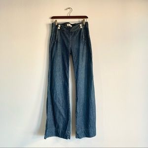 Old Navy Mid-Rise Front Fall Retro 100% Cotton Wide Leg Jeans